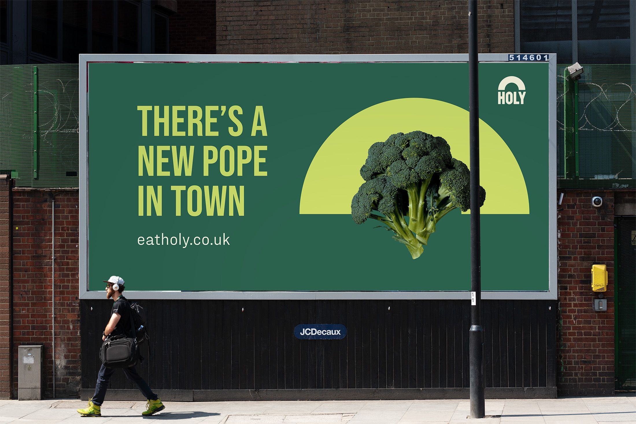 Holy vegan food delivery service street banner ad
