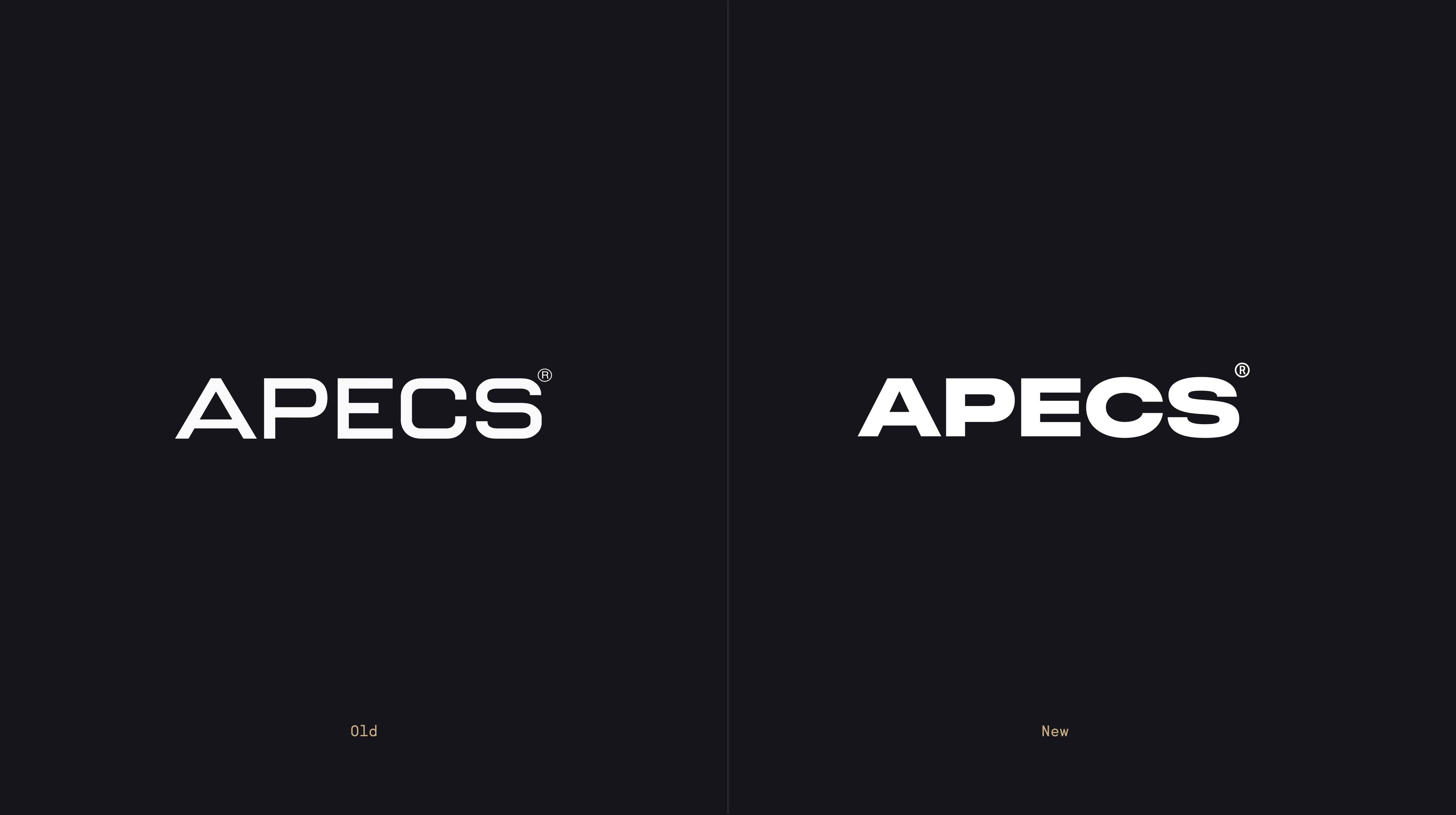 Apecs logo before and after